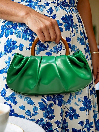 Leather Pleated with Faux Acrylic Women's Bag Tote Clutch