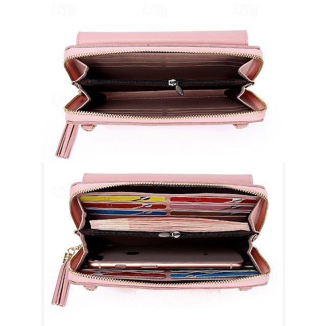 Phone Leather PU Crossbody Wristlet Mobile Bag Women's