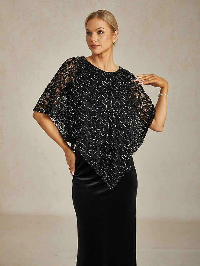 Women's Poncho Dressy Tops Lace Tops Evening Tops Sequins