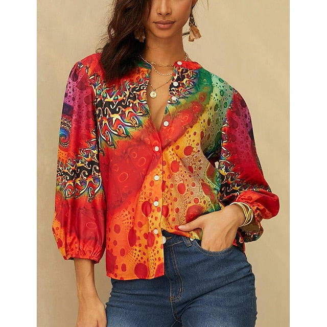 Women's Shirt Long Sleeve Button Down Blouse Daily Basic