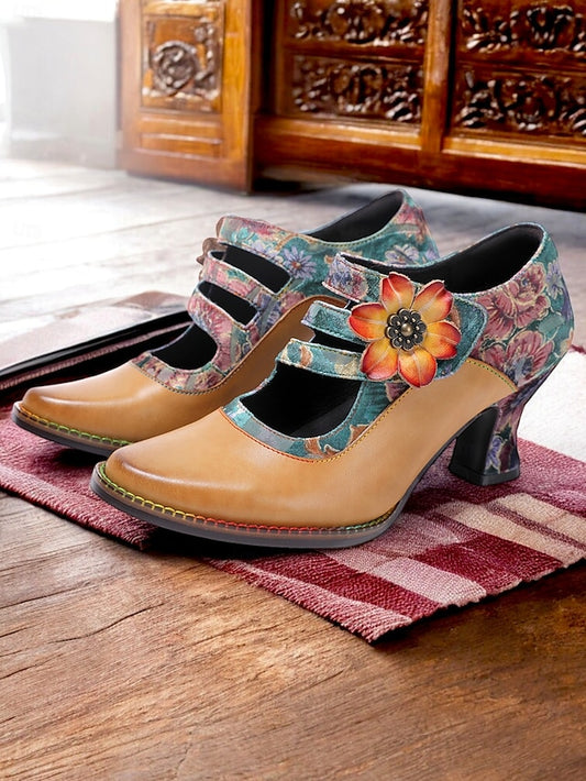 Floral Women's Leather Jane Heels 1930s – Vintage Mary