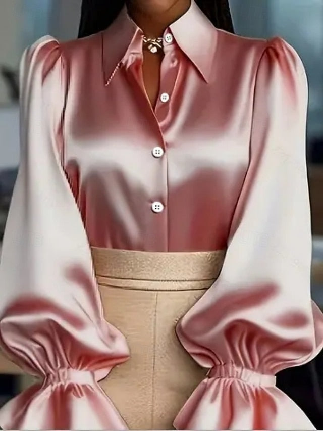 Women's Shirt Elegant Dressy Satin Top Plain Elegant Daily