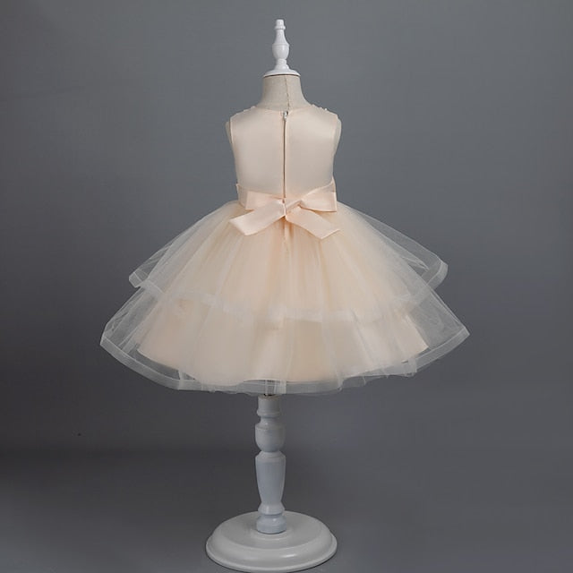 Dress Toddler Sleeveless Party Girls' Solid Color
