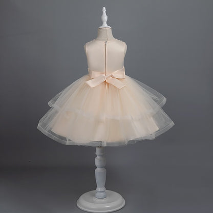 Dress Toddler Sleeveless Party Girls' Solid Color