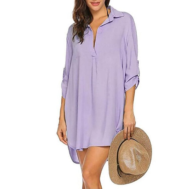 Women's Swimwear Cover Up Beach Top Normal Swimsuit Deep V