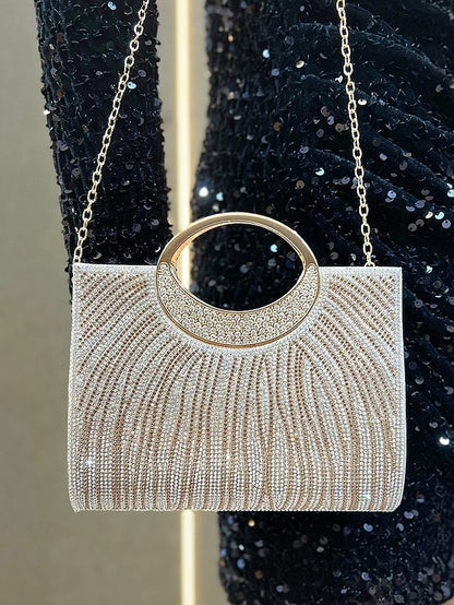 – Bag Round Evening Rhinestone Handle with Clutch Women's