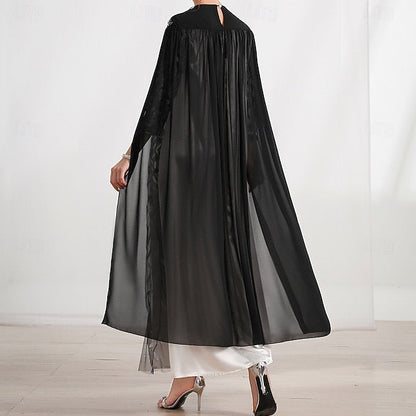 A-Line Dress Cape Neck of Mother Crew Elegant the Bride