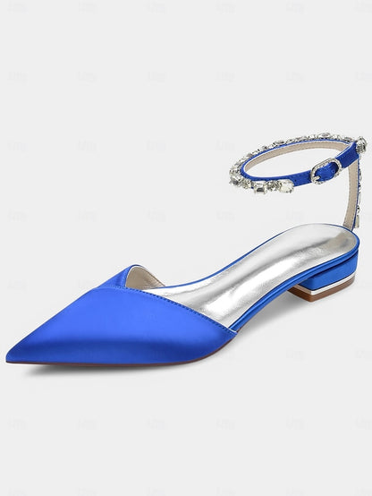 Chic Shoes with – Satin Strap Crystal-Ankle Wedding Black