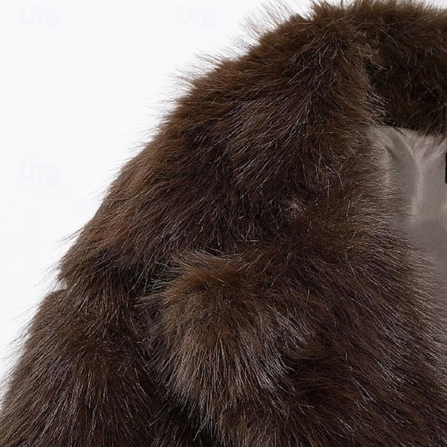 Fur Furs Comfortable Women's Pocket Warm Coat Faux
