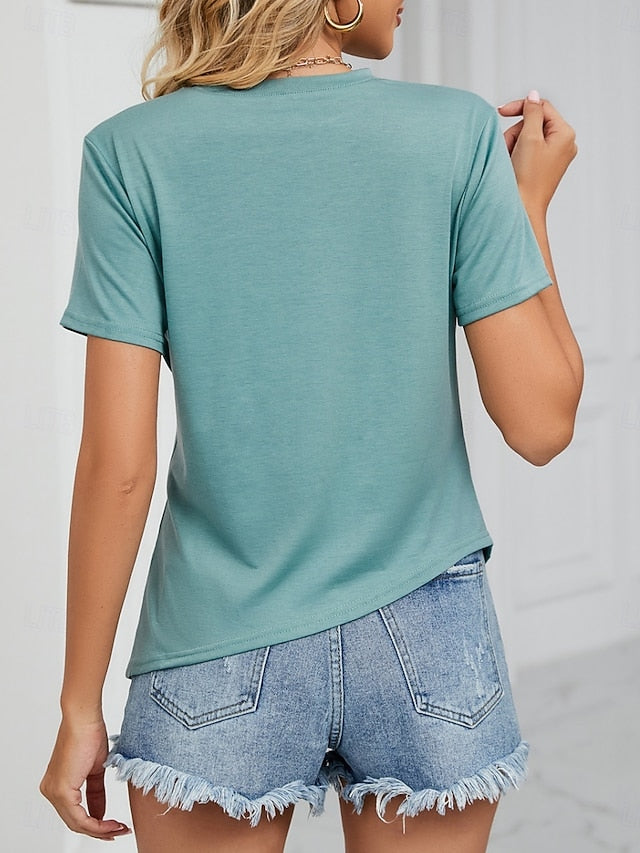 Women's T Shirt Tee Top Ruched Plain Fashion Stylish