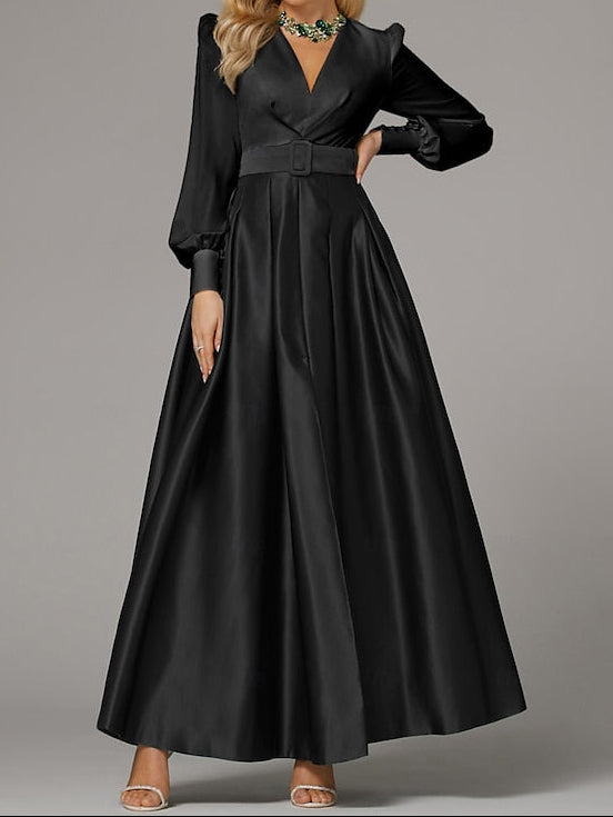 A-Line Dress Floor High Guest Gown Formal Evening Split Wedding