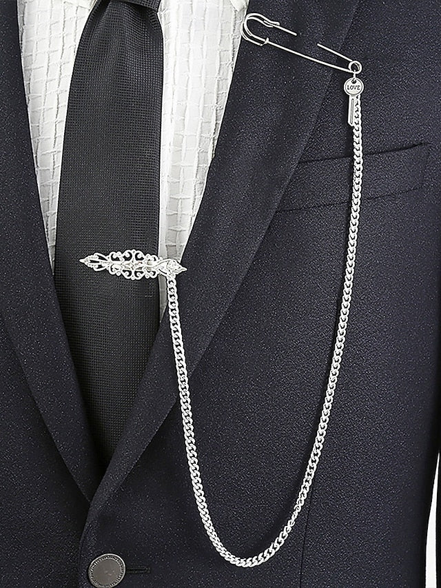 with Tie Wheel Ship – Silver Design Men's Nautical Chain