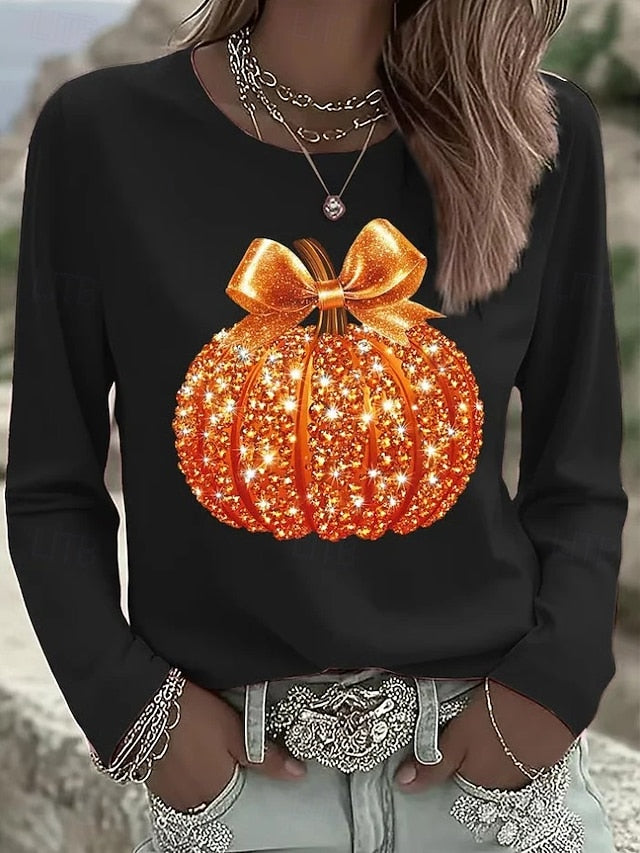 Women's T shirt Pumpkin Graphic Skull Vintage Fashion