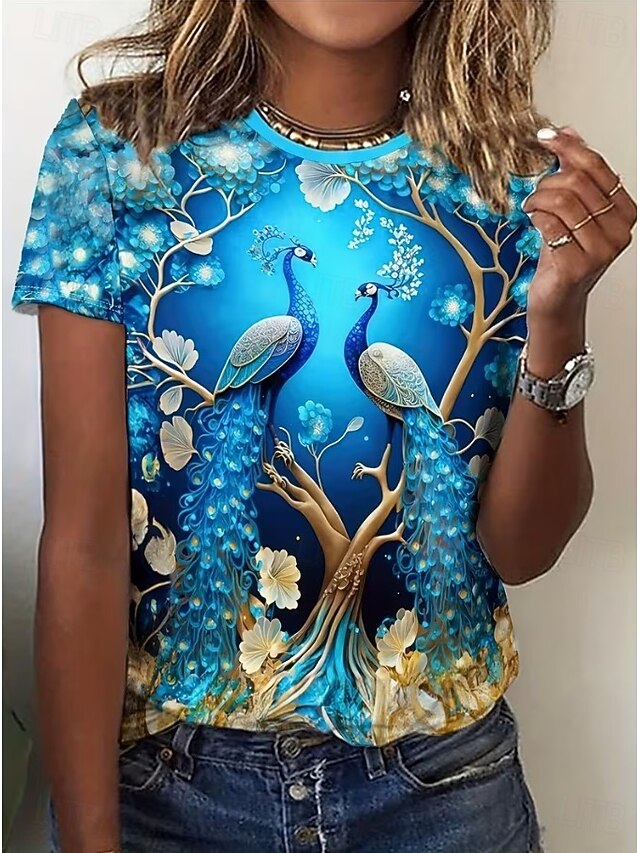 Women's T Shirt Print Floral Graphic Animal Vintage Stylish