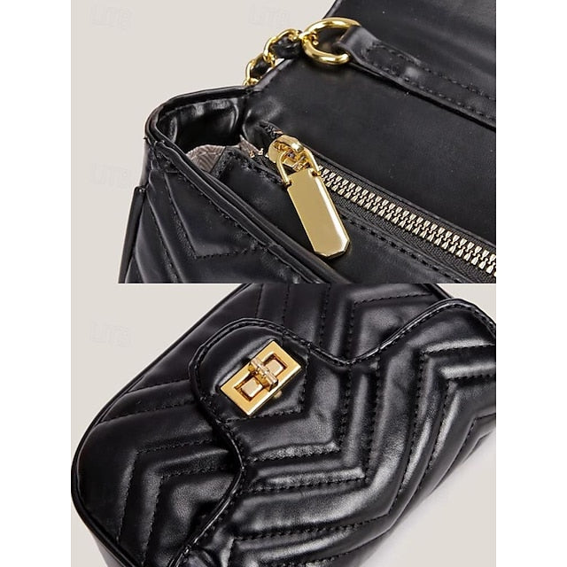 White Women's Leather with Bag Crossbody Gold Elegant Chain