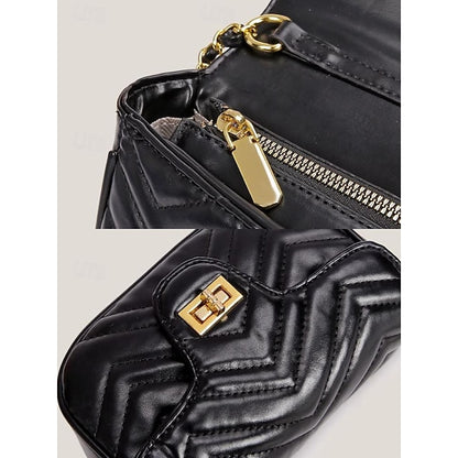 White Women's Leather with Bag Crossbody Gold Elegant Chain