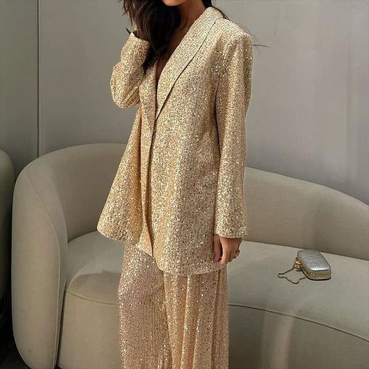 Women's Pants Sets Bolero Top Blazer Suits Long Sleeve V