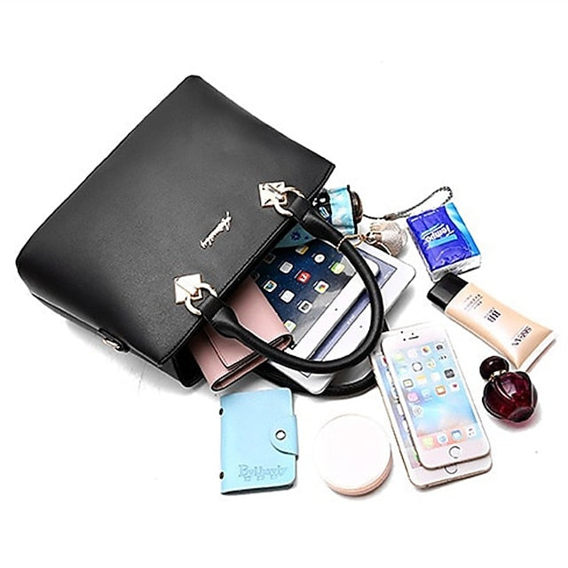 White Faux Handbag Gold Women's with Elegant Leather