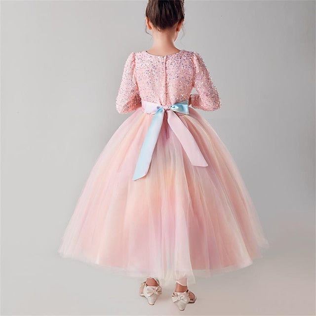 Dress Color Kids Solid Girl Girls' Flower Party