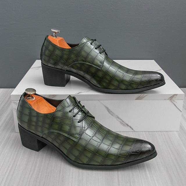 Pattern Red Leather – Crocodile Faux Shoes Men's