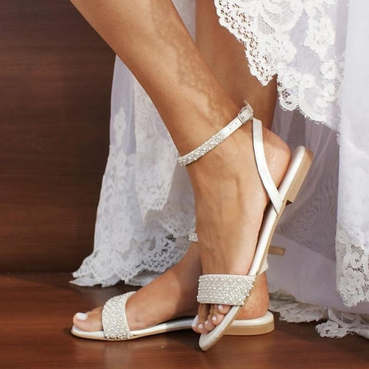 Elegant Rhinestone - Sandals Women's Bridal Wedding Ivory