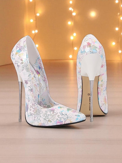 Jacquard High Stiletto Women's Heels Red