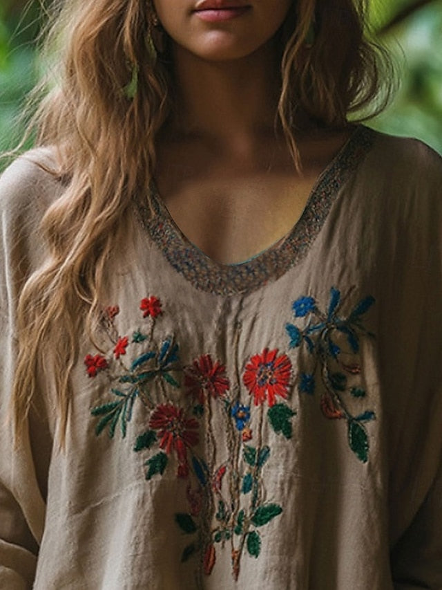 Women's Western Blouse Boho Shirt Blouse Print Flower Boho