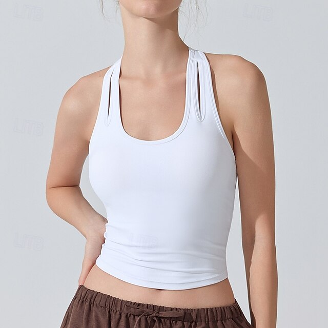 Women's Solid Colored Tank Top Sport Top Build-in Bra UV