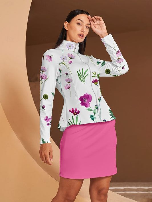 Women's Golf Jacket White Long Sleeve Top Ladies Golf
