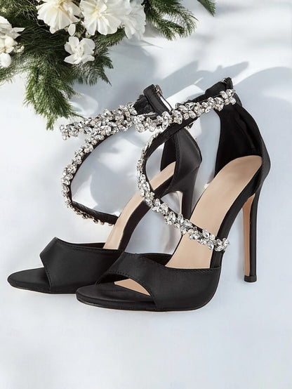 Rhinestone-Embellished Heels Stiletto Women's Elegant –