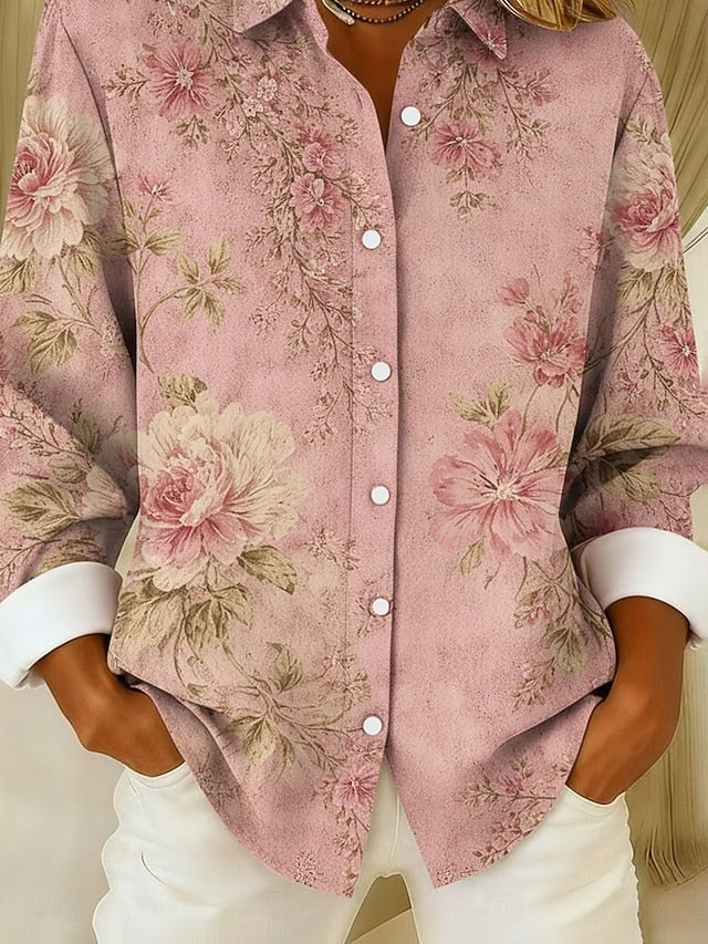 Women's Shirt Floral Bohemia Vintage Casual Long Sleeve