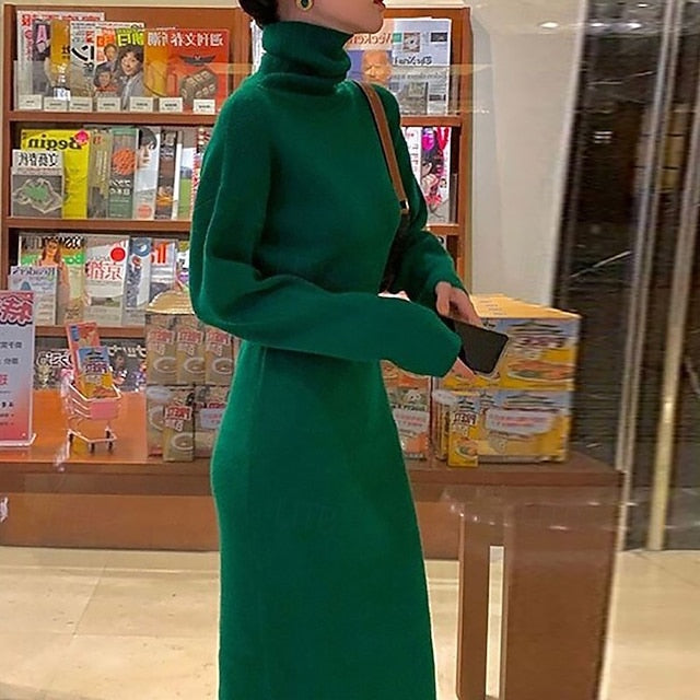 Women's Midi Dress Sweater Dress Elegant Fashion Modern