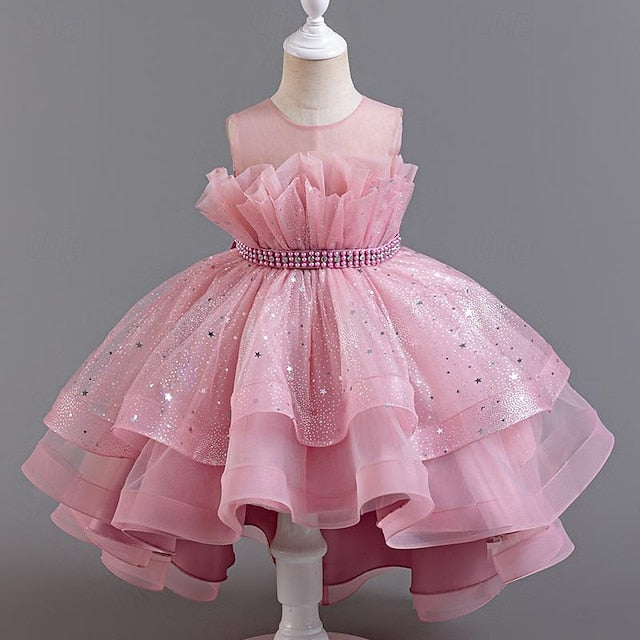 Kids Sequin Girl Party Flower Sleeveless Dress Girls'