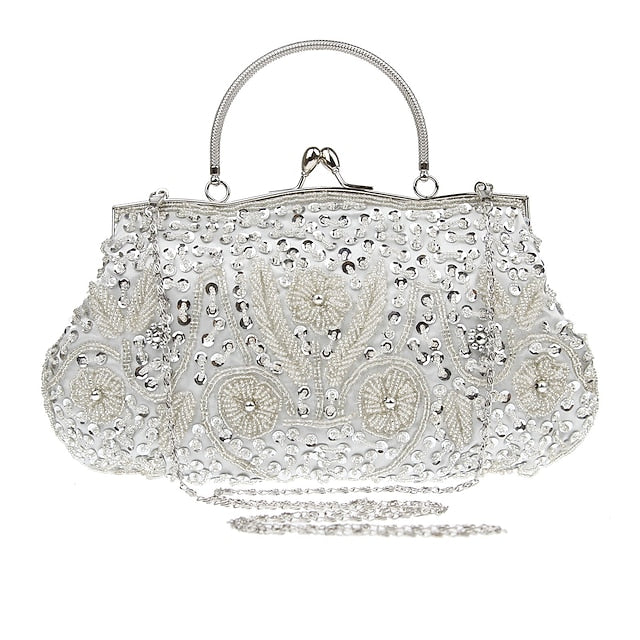 Beaded Evening White Clutch – Purse Vintage Women's