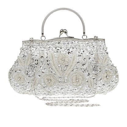 Beaded Evening White Clutch – Purse Vintage Women's