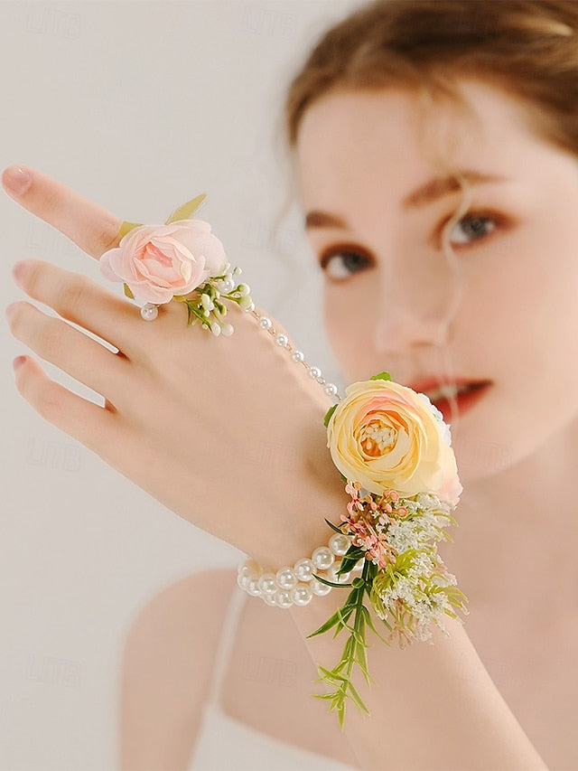 Set Floral – Pearls Jewelry Hand and with White Elegant Wrist