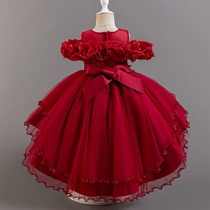 Short Flower Dress Party Kids Sleeve Wedding Girls' Floral