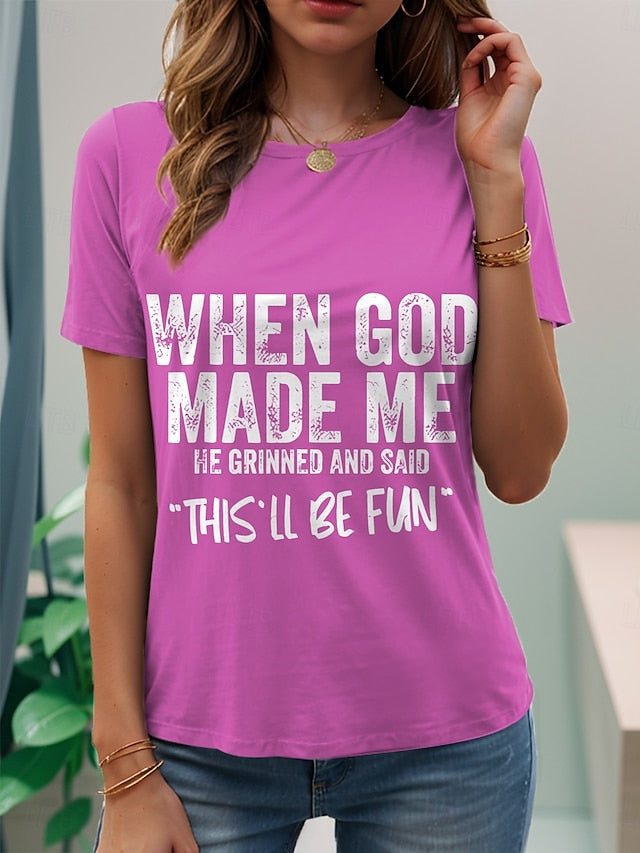 Women's T Shirt Print Graphic Letter Stylish Casual Short