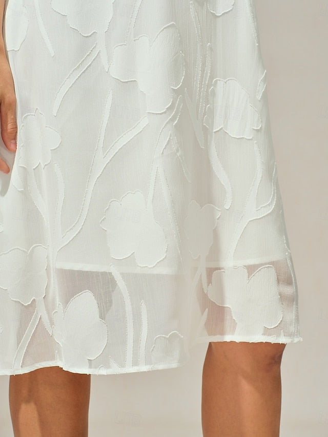 Women's Knee Length Dress Chiffon Dress Elegant Casual