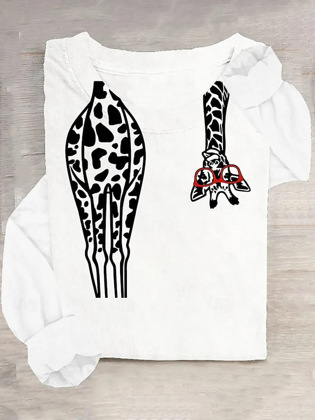 Women's T Shirt Print Graphic Animal Giraffe Vintage