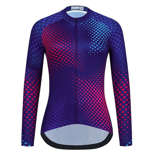 Women's Cycling Jersey Polka Dot Long Sleeve Bike Jersey