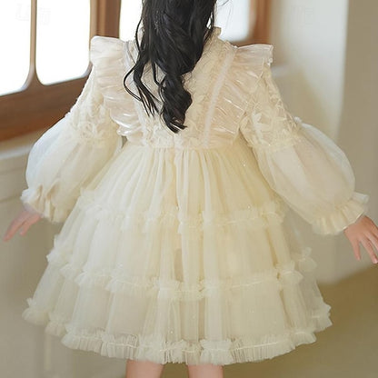 Kids Color Girl Long Solid Girls' Party Dress Flower