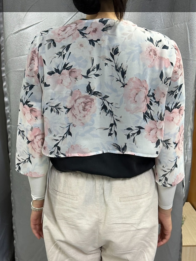 Women's Jacket Chiffon Tops Floral Elegant 3/4 Length