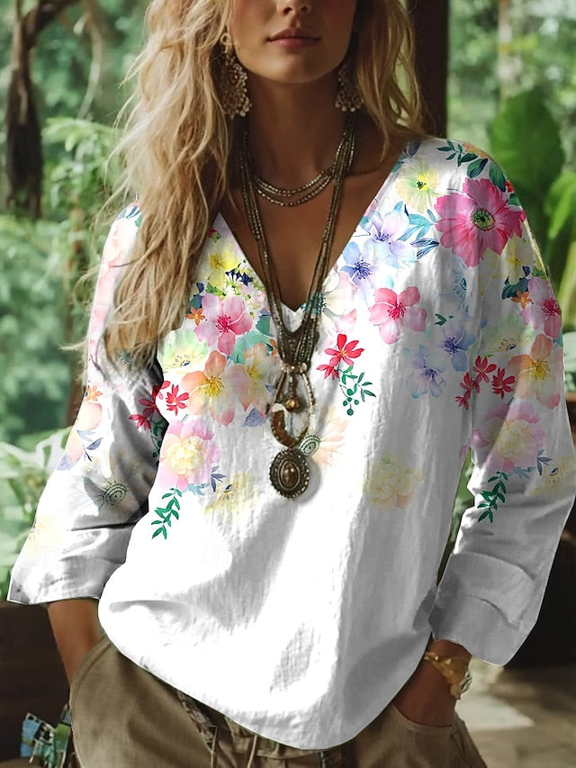 Women's Blouse Print Floral Graphic Geometric Bohemia