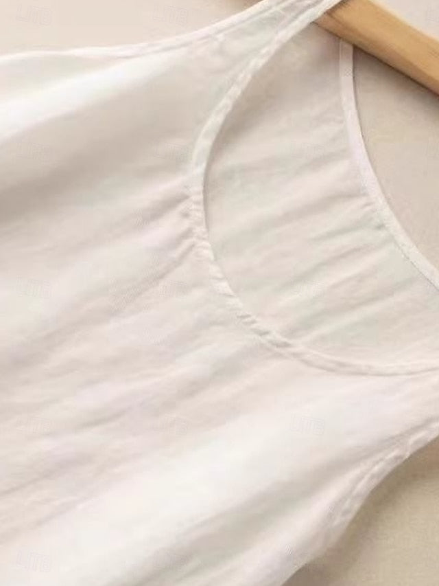 Women's Shirt Solid Color Basic Casual Sleeveless Crew Neck