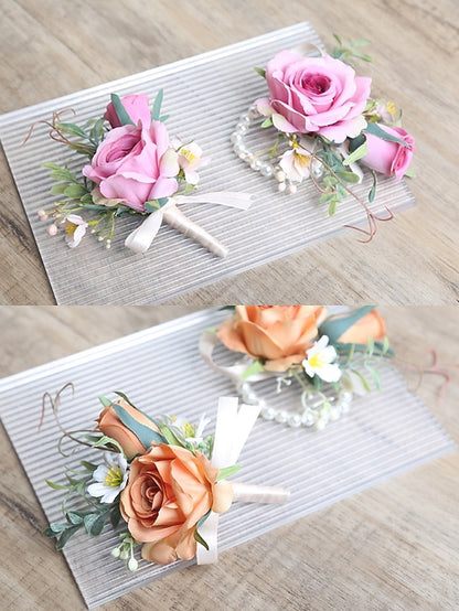 Corsage Wedding Boutonniere Elegant and – Wrist Artificial