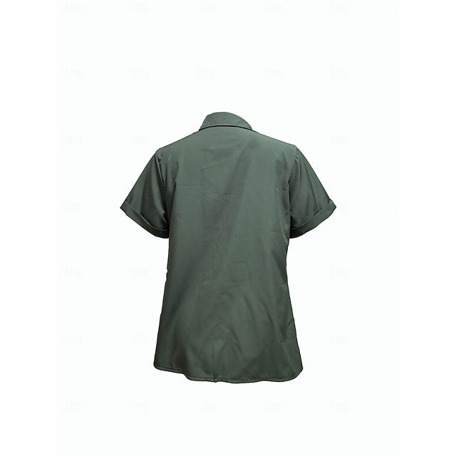 Women's Summer Shirt Dress Shirt Blouse Pocket Buttons