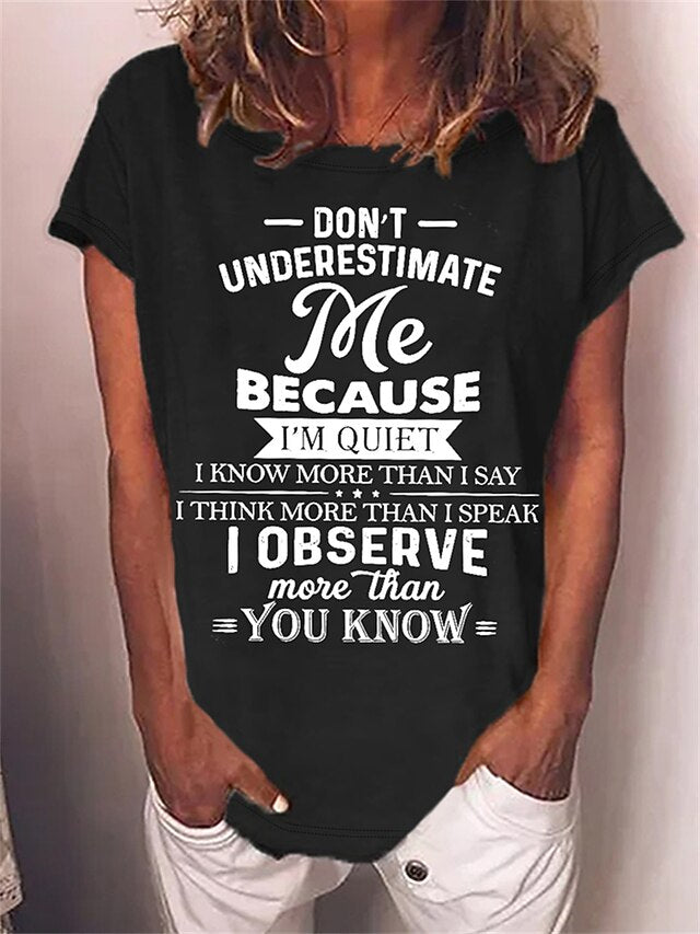 Women's T Shirt Print Letter Text Funny Slang Basic Short