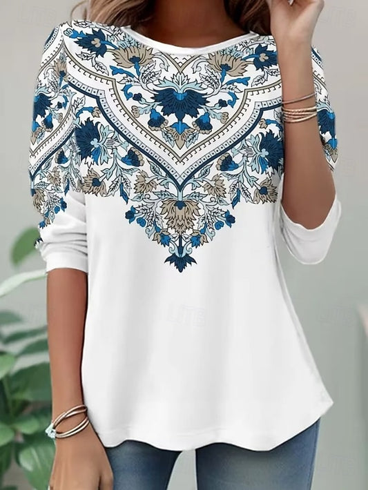 Women's T Shirt Print Graphic Paisley Vintage Stylish