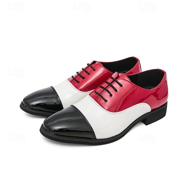 – Men's Shoes and Patent White Oxford Red Leather